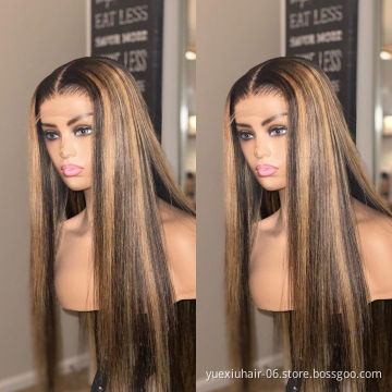 Highlight 4/27 Loose Wave 13x6 Lace Frontal Human Hair Wigs Wholesale Brazilian Remy HD Full Transparent Lace 5x5 6x6 Wig Vendor